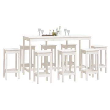 9 Piece Bar Set - White Solid Wood Pine | HipoMarket