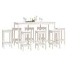 9 Piece Bar Set - White Solid Wood Pine | HipoMarket