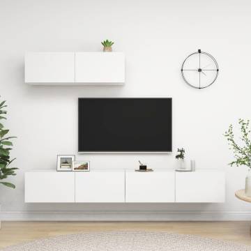 Stylish 3 pcs White Engineered Wood TV Cabinets - Hipo Market