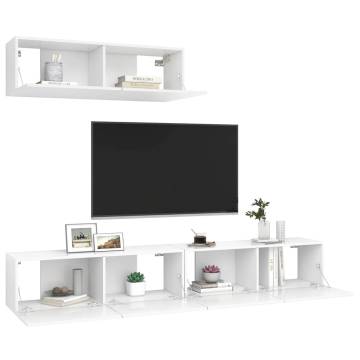 Stylish 3 pcs White Engineered Wood TV Cabinets - Hipo Market