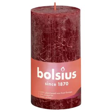 Bolsius Rustic Pillar Candles Velvet Red - 4 pcs - 130x68 mm