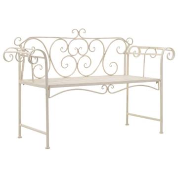 Elegant Antique White Metal Garden Bench - 132 cm | HipoMarket