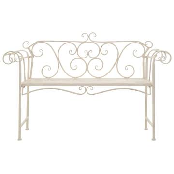 Elegant Antique White Metal Garden Bench - 132 cm | HipoMarket