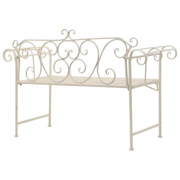 Elegant Antique White Metal Garden Bench - 132 cm | HipoMarket