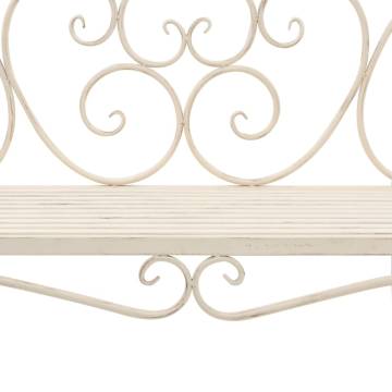 Elegant Antique White Metal Garden Bench - 132 cm | HipoMarket