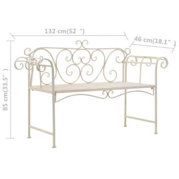 Elegant Antique White Metal Garden Bench - 132 cm | HipoMarket