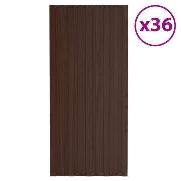 Galvanised Steel Roof Panels - 36 pcs Brown 100x45 cm