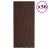 Roof Panels 36 pcs Galvanised Steel Brown 100x45 cm Colour brown Size 100 x 45 cm Quantity in Package 36 