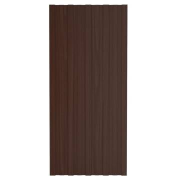 Galvanised Steel Roof Panels - 36 pcs Brown 100x45 cm