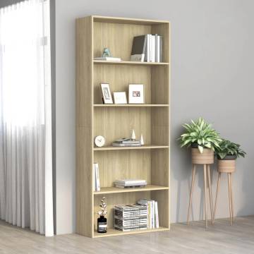 5-Tier Book Cabinet in Sonoma Oak - Modern & Stylish Design