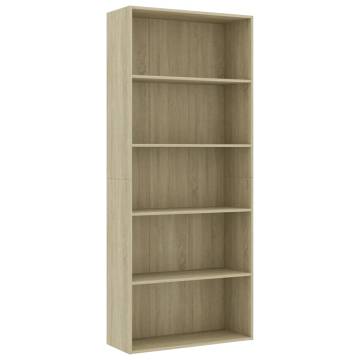 5-Tier Book Cabinet in Sonoma Oak - Modern & Stylish Design