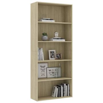 5-Tier Book Cabinet in Sonoma Oak - Modern & Stylish Design