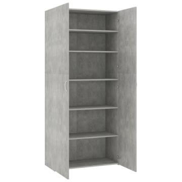 Shoe Cabinet Concrete Grey 80x35.5x180 cm | Hipomarket