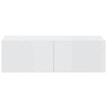 4 Piece High Gloss White TV Cabinet Set - Stylish Storage Solution