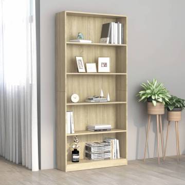 5-Tier Book Cabinet Sonoma Oak - Stylish & Practical Storage