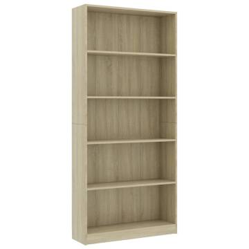 5-Tier Book Cabinet Sonoma Oak - Stylish & Practical Storage