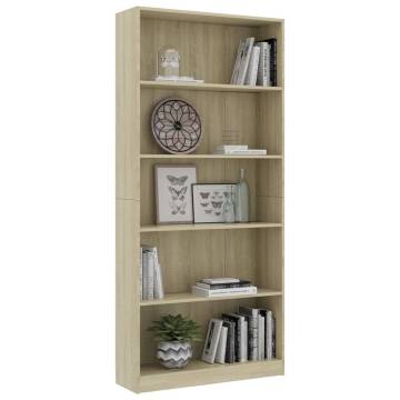 5-Tier Book Cabinet Sonoma Oak - Stylish & Practical Storage