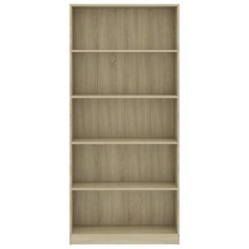 5-Tier Book Cabinet Sonoma Oak - Stylish & Practical Storage