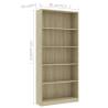 5-Tier Book Cabinet Sonoma Oak - Stylish & Practical Storage