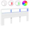 Stylish LED Headboard Cabinet in White - 220x17x102 cm