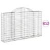 Arched Gabion Baskets - 12 pcs Galvanised Iron | HipoMarket