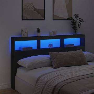 Stylish Black LED Headboard Cabinet 180x17x102 cm - HipoMarket