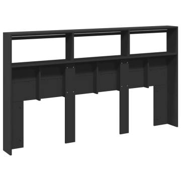 Stylish Black LED Headboard Cabinet 180x17x102 cm - HipoMarket