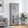 Highboard Grey Sonoma 69.5x34x180 cm Engineered Wood Colour grey sonoma Quantity in Package 1 Model 1 glass door 3 drawers 