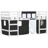 Kids' Loft Bed with Curtains - White & Black, Solid Pine 80x200cm