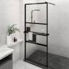 Walk-in Shower Wall with Shelf Black 100x195 cm ESG Glass&Aluminium Colour black Size 100 x 195 cm Model half frosted 