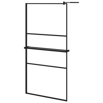 Walk-in Shower Wall with Shelf Black - 100x195 cm ESG Glass