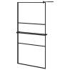 Walk-in Shower Wall with Shelf Black - 100x195 cm ESG Glass