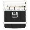 Kids' Loft Bed with Curtains - White & Black, Solid Pine 80x200cm