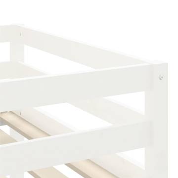 Kids' Loft Bed with Curtains - White & Black, Solid Pine 80x200cm