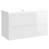 High Gloss White Sink Cabinet with Built-in Basin - HipoMarket