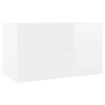 High Gloss White Sink Cabinet with Built-in Basin - HipoMarket