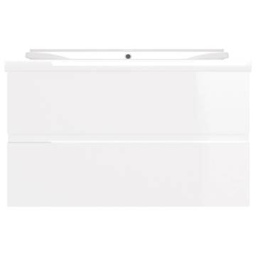 High Gloss White Sink Cabinet with Built-in Basin - HipoMarket