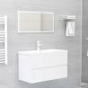 High Gloss White Sink Cabinet with Built-in Basin - HipoMarket