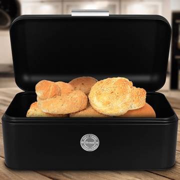 Stylish Matt Black Bread Bin - Excellent Houseware | 2.5L