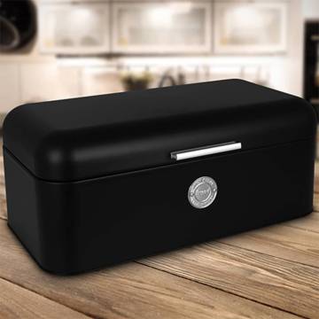 Stylish Matt Black Bread Bin - Excellent Houseware | 2.5L