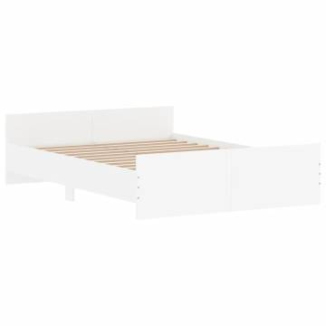 White Bed Frame with Headboard & Footboard - 140x190 cm