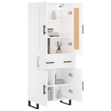 Stylish Highboard White 69.5x34x180 cm - Hipomarket