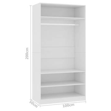 Stylish White Wardrobe - 100x50x200 cm Engineered Wood