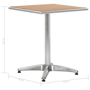 Stylish Silver Garden Table 60x60x70 cm - Aluminium & WPC