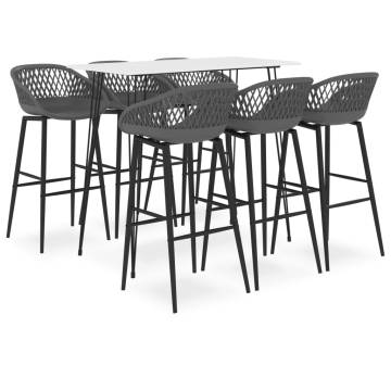 7 Piece Bar Set - Modern White and Grey Design for Any Space