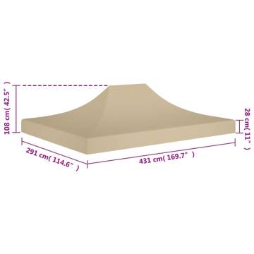 Beige Party Tent Roof 4.5x3 m - Durable & Weather Resistant