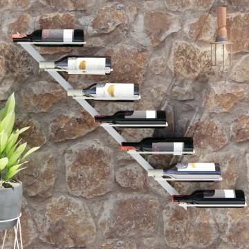 Wall-Mounted Wine Rack for 7 Bottles - Stylish White Metal