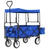 Folding Hand Trolley with Canopy - Steel Blue | Hipomarket