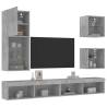 5 Piece TV Wall Units with LED Concrete Grey Engineered Wood Colour concrete grey Quantity in Package 1 