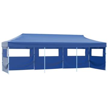 Folding Pop-up Party Tent 3x9m Blue with 5 Sidewalls